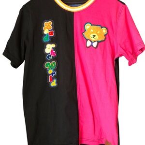Elite Premium Denim Teen Black and Pink Bear Graphic Tee